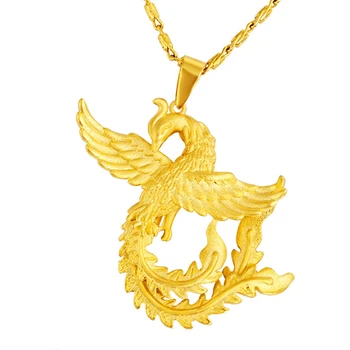 Lidot Phoenix Modelis Dzeltena Zelta Piepildīta Classic Sieviešu Kulons Ķēde, Kaklarota, Spilgts Dzīvnieku