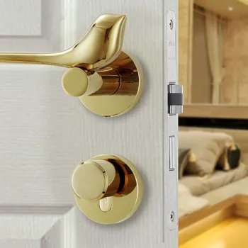 Mūsdienu vienkāršas Modes Interjers istaba durvju slēdzenes, sudraba, zelta Mehāniskās izslēgšanas masīvkoka guļamistabas durvju slēdzenes Radošo putnu roktura bloķēšanas