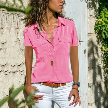 2020. gada Vasarā, Rudenī Jaunu Sieviešu Krekls apgrozījums Apkakli, Īsām piedurknēm Krekls mežģīnes, šifons sexy blūze plus lieluma sieviešu blūze QP046