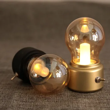 LED Nakts Spuldzes USB Lādējamu Vintage Guļamistabas Gultas, Galda, Lampas, Mājas Apdare Apgaismojums-Kritums