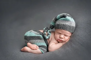 Jaunu Cute Jaundzimušā bērna Adīt Tamborēt Beanie Cepure Tērpu Apģērbu, Foto Aksesuārus, Baby Roku darbs, Cepuri un Bikses Uzstādīt 0-1m,3-6m