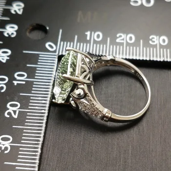 YBO, dabīgais zaļais ametists kvarca dārgakmens 8.0 ct moderns gredzens 925 sterling sudraba smalkas rotaslietas meitenēm, dzimšanas dienas svinības