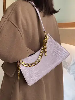 Eiropas Modes Ķēdes Tote soma ir 2021. New Augstas Kvalitātes Ādas Sieviešu Dizainers Rokassomu Krokodils modelis Plecu Messenger Bag