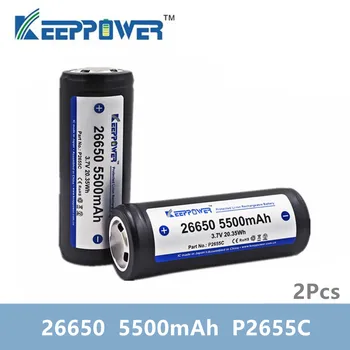 2 gab KeepPower 26650 akumulatora 5500mAh li-ion aizsargāta uzlādējams 3,7 V akumulators P2655C piliens kuģniecības Sākotnējā batteria