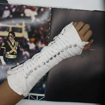 Reti MJ Michael Jackson Punk Armbrace SLIKTI Ievārījums Melna Balta Kokvilnas Cimdu Faniem Punk Izpildes Puses Parādīt Imitācija