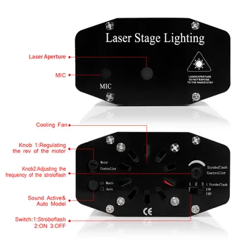 LED Lāzera Gaismas Projektors Skatuves Gaismas Skaņas Aktivizēta Auto Mirgojošs Led Skatuves Gaismas Disco Party Parādīt Posmā Lāzera Gaismas Karstā