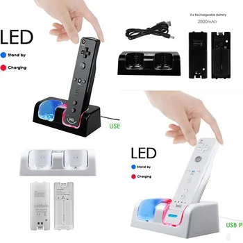 Lādētājs Wii Baterijas Doka Turētājs Tālvadības Pulti, Uzlādējamās Baterijas, Tālvadības Slēdzis Kursorsviru Spēle Piederumu