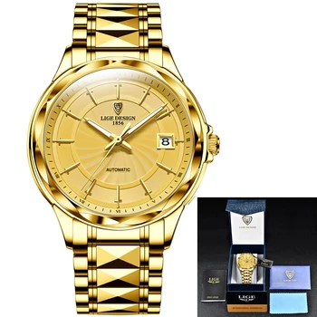 LIGE Luksusa Vīriešu Mehāniskās rokas Pulkstenis Volframa Tērauda Ūdensizturīgs Skatīties Modes Safīra Stikls Sporta Vīriešu Pulksteņi reloj hombre+Kaste