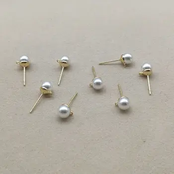 Jaunas ielidošanas! 6mm 50gab Mākslīgas pērles Nekustamā zelta pārklājumu auss Stud, Roku darbs, Auskari DIY daļas,Rotaslietas Secinājumi un Komponenti
