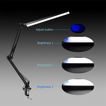 LED Galda Lampa Alumīnija Sakausējuma Locīšanas Clip-on USB LED Galda Lampa, Ilgi Roku Pieskārienu Kontrole, Regulējamas Galda Lampas EyeFree sūtījums