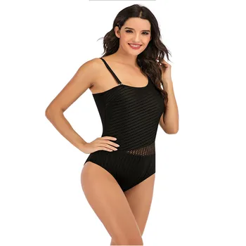 Sievietēm melnā viens gabals peldkostīms Nelegālo caurspīdīga sieta starām. dizaina viena pleca, bodysuit sieviešu monokini retro bikini XXL