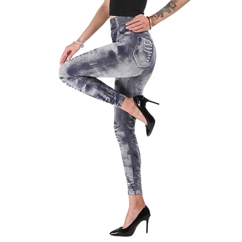 Ir 2021. Sievietēm Jaunā Modes Classic Stretchy Slim Zeķes Sexy Imitācija Jean Izdilis Jeggings Izdilis Bikses, Liela Izmēra Gruntis