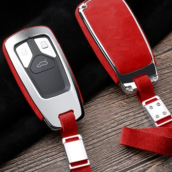 Karstā Zamšādas Ādas Cinka sakausējuma auto atslēgas aizsardzību gadījumā, ja vāks Audi A4 B9 Q5 Q7 TT TTS 8S 2016 2017 auto stils keychain keyring