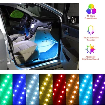 4x Auto Stils RGB LED Strip Gaismas Dekoratīvie Atmosfēru Lampas Toyota Camry CHR Auris Hilux Prius Celica Ipsum Verso Vēlas