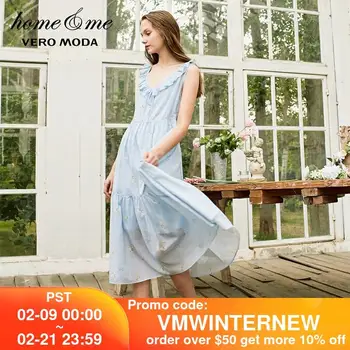 Vero Moda Jaunu Sieviešu Ziedu Piedurknēm Kokvilnas Mežģīņu Homewear Kleita | 31917A518
