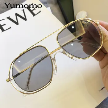 YUMOMO 2020. gadam Luksusa Kārta Lielgabarīta objektīvs Vintage, Saulesbrilles Sieviešu Zīmola Dizainere Metāla Rāmis Dāma, Saules Brilles Dāma Atdzist UV400
