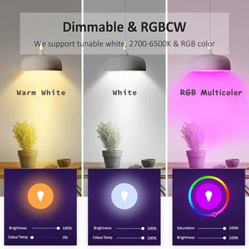 Smart Gaismas Spuldze 15W WIFI RGB Spuldzes E27 B22 Darbu Ar Alexa/Google Home 85-265V RGB+Baltais Aptumšojami Taimeris Mājas Maģija Blub