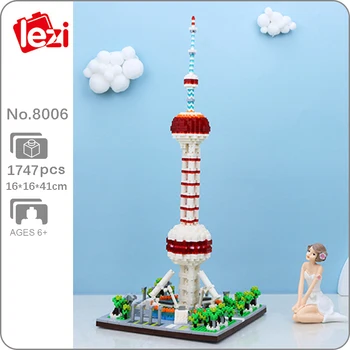 Bass, ka 8006 Pasaules Arhitektūras Oriental Pearl TV Tower 3D Modelis DIY Mini Dimanta Bloki, Ķieģeļi Celtniecības Rotaļlieta Bērniem, kas nav Kaste