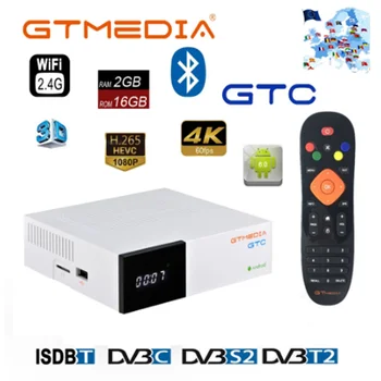 GTMedia GTC Satelīta Uztvērēja Dekoderi Android 6.0 TV kastē H. 265 ar 2G Ram+26G DVB-S/S2+DVB-T2+DVB-C Set Top Box