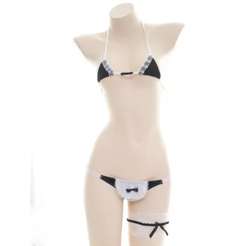 Attvaicētājs Drēbes Anime Cosplay Meitene Kawaii Biksīšu Mikro Bikini Gudrs, Seksīgs Bezmaksas Vadu Krūšturis un Biksīšu Komplekts Apakšveļa Apakšveļa Gotikas