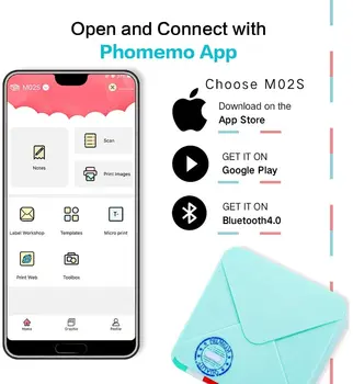 Phomemo M02/M02S Kabatas Printeri-Mini Bluetooth Bezvadu Portatīvo Mobilo Mini Printeri termoprinteri Saderīgi ar iOS+Android