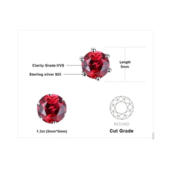 JewelryPalace 1.3 ct Patiesu Sarkanais Granāts Stud Auskari 925 Sterling Sudraba Auskari Sievietēm korejas Earings Modes Rotaslietas ir 2021.
