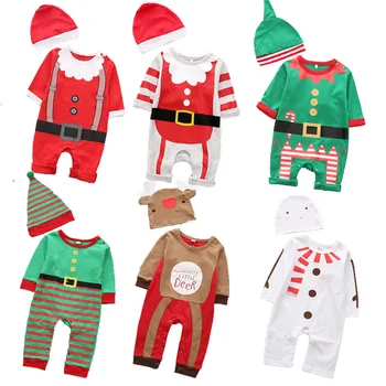 Jaunais Ziemassvētku drēbes, zīdaiņu kombinezonus Zēns Meitene Bērnu Romper Cepuri Klp Uzstādīt santa claus bērnu kostīms Ziemassvētku Dāvanu jaundzimušo