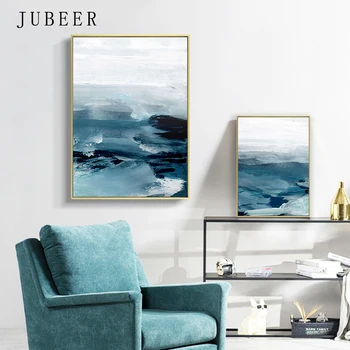 Mūsdienu ūdens krāsa zila jūra audekls drukāt plakātu Bez rāmja sienas mākslas audekls attēlu, mājas dekors dzīvojamā istaba sienas gleznojums