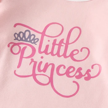 Princese Baby Girl Apģērbu Tērpiem Trīs Gabals Uzvalku Unikālo Vēstuli Bodysuit un Saldu Ziedu Marli Svārki ar Priekšgala Galvu