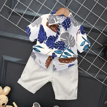 Toddler Puiku Vasaras Drēbes, Krekls Bērniem, Apģērbs Atbilstu Modes Lapu Drukas Komplekts Bērniem, Zīdaiņu Zēnu Drēbes 2 3 4 5 6 7 Gadiem