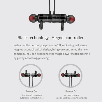 Awei AK5 Magnētiskā Kontrole, Bezvadu Bluetooth Austiņas HiFi Sporta Nextband Austiņas iedarbību ipx4 Ūdensizturīgs ar Auss Āķis