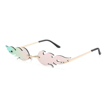 Uguns formas Saulesbrilles Sieviešu Modes smaill Lielums Bezrāmju Cat eye Spoguļi Saules Brilles sievietēm Lady Sieviešu Zīmola Dizainere