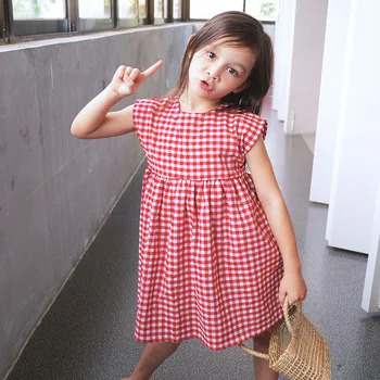 2-6Years/Bērnu Apģērbs Vasaras Apģērbs mazām Meitenēm Kleitas korejas Modes bez Piedurknēm, Kokvilnas Pleds Princese Bērnu Kleita BC1059