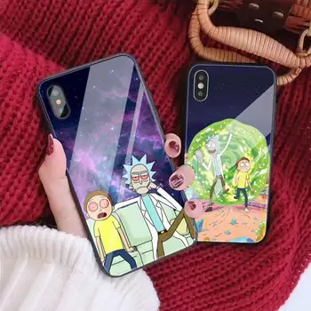 Rikss Anime Mortys smieklīgi Tālrunis Lietā Par Iphone 11 Pro MAX XR X 7 8Plus SE2020 DIY Triecienizturīgs Stikls Mīksta Silikona Maliņu