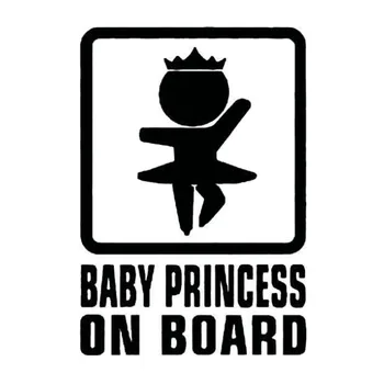 Bērnu Auto Princese Personība Brīdinājuma Auto Uzlīme Radošo Modes Rotaslietas Auto Decal Ūdensizturīgs Sauļošanās Melns/Balts,16cm*11cm