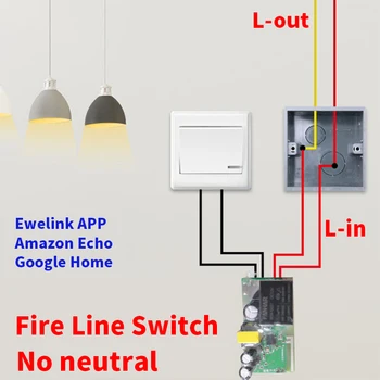 EWelink Smart Switch Vienu Live Wire 180-240V WIFI Slēdzis Modulis Bezvadu DIY Gaismas Slēdzi APP Tālvadības Alexa, Google Home