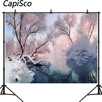 Capisco photophone Ziemassvētku fonus ziemas wonderland koku saldētas sniega bokeh dabas foto backdrops photobooth