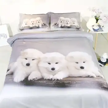 Queen gultas komplekts 3d dzīvnieku suns duvet cover set gudrs dvīņu izmēra gultas kids guļamistaba dekors hotel king size gultas komplekti 3pc