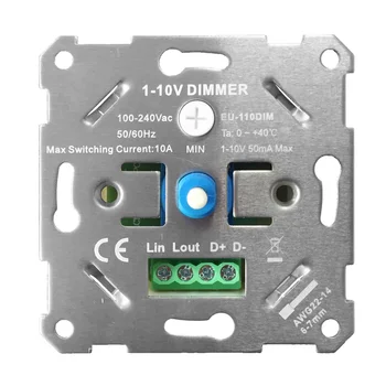 2000W 1-10V LED dimmer Eiropas standarta izmērs 84*84mm caurumu ar push slēdzis 85-286V