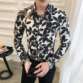 Korejas Slim Fit Krekli Vīriešu Apģērbu Zīmols Jaunu 2021 garām Piedurknēm Vīriešu Ikdienas Krekli Visu Maču Streetwear/Prom/Club Smokings 3XL-M