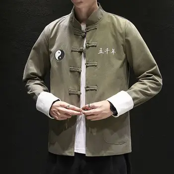 MrGoldenBowl Vīriešu Lielgabarīta Ķīniešu Stila Žaketes Streetwear Vīriešiem Gadījuma Zaudēt Classic Mēteļi 2020. Gada Rudenī Vīriešu Modes Jakas
