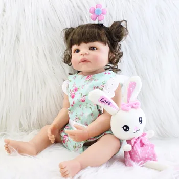 55cm Mīkstās Full Silikona Atdzimis Bērnu Lelle, Rotaļlieta Vinila Jaundzimušo Princesi Meitene Bērniem Ar Trušu Kā Dzīvs Bebe Bērnu Boneca Vanna