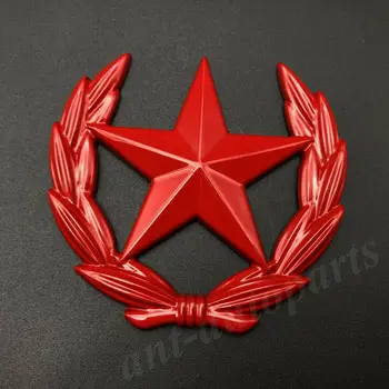 3D Metāla Sarkanā Pentagramma Zvaigžņu MPK Automašīnas Bagāžnieka Logs Emblēmas Nozīmīti Decal Uzlīmes