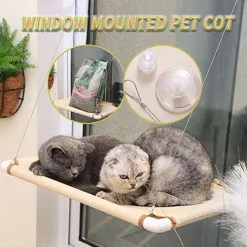 Saules Sēdekļa Logu Mount Pet Cat Guļamtīkls Cute Pet Karājas Gultas Paturot 20 kg Kaķu Ērti Kaķis Pet Gulta Garu Plīša Pet gultas