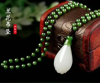 Ķīna Hetian jade balts magnolijas zieds, kulons, dabas skuķis, jade, džemperi, ķēdes, aproces, kaklarotu, kulonu.