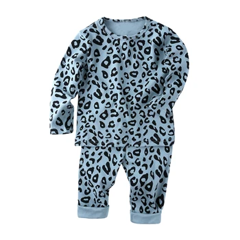 Mudkingdom Bērnu Pidžamas Rudens Garām Piedurknēm Gulēšanas Apģērbu Komplekts Leoparda Augsta Vidukļa Zēniem, Meitenēm Pidžamas Komplekts