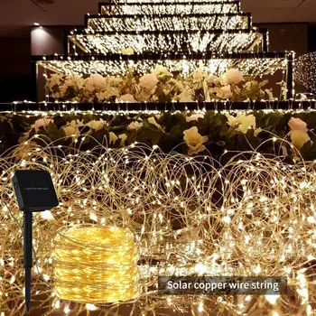 LED Āra Saules Lampas String Gaismas 100/200 Led Pasaku Brīvdienu Ziemassvētku Vainags Saules Dārza Ūdensizturīgs 10m 20m Dekori