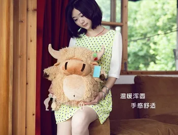 Candice guo plīša rotaļlieta pildījumu lelle karikatūra dzīvnieku bull liellopu ox govs jaku baby bedtime story guļ draugs spilvens, spilvenu 1gab.