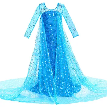 Bērniem Princese Kostīmu Meitene Puse Elsa Dzirksti Zilā Fancy Dress Up Cosplay 2 Dzimšanas Diena, Ziemassvētku Karnevāla Noslēpt Apģērbi