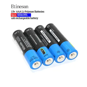 Etinesan 1,5 V AAA 600mAh li polimēru uzlādējams litija jonu akumulators baterijas Jaunu revolūciju!